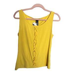 Doncaster golden yellow sleeveless tank top ruffle front small NWT